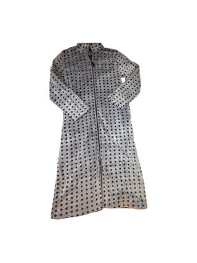 Croft & Barrow Intimates Plush Robe Small Gray Black Polka Dot Zip Front Long Lo